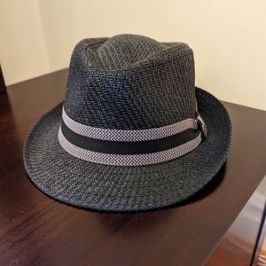Men's woven fedora hat grey and off white finish